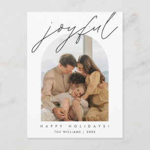 Joyful Merry Christmas Family Photo Modern Layover Postcard