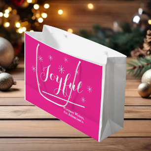 Joyful Merry Christmas Modern Custom Name Chic Large Gift Bag