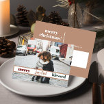 Joyful Merry Christmas Photo Postcard<br><div class="desc">This Christmas postcard features an area to add your own family photo,  a modern handwritten font,  and elegant gold and white colour combination. Edit *most* wording to match your needs and edit all colours to your liking.</div>