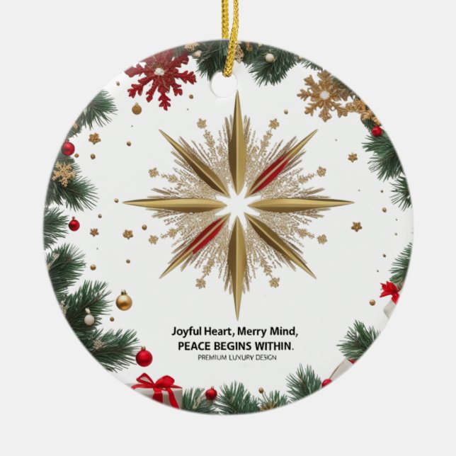 Joyful Merry Mind Ceramic Circle Ornament  (Front)