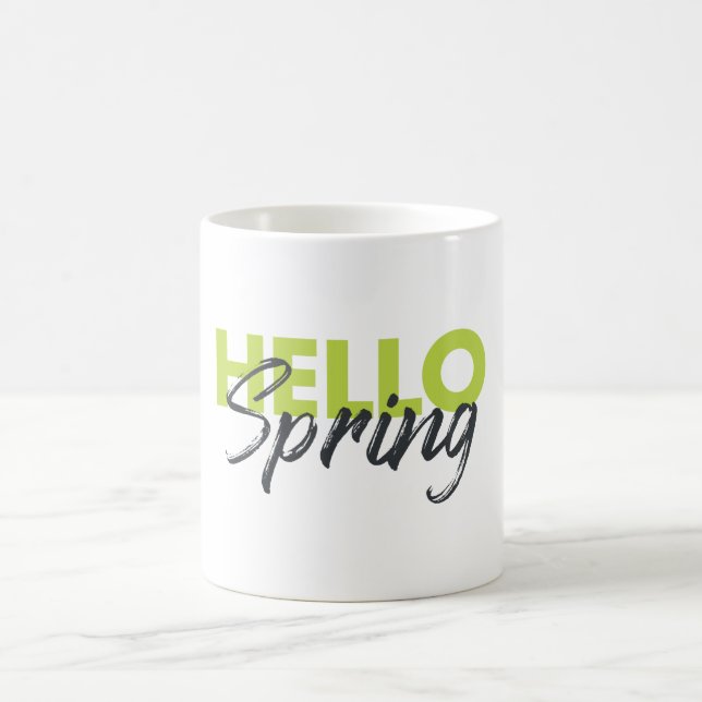 Joyful, modern, fun, vibrant design Hello Spring Coffee Mug (Center)