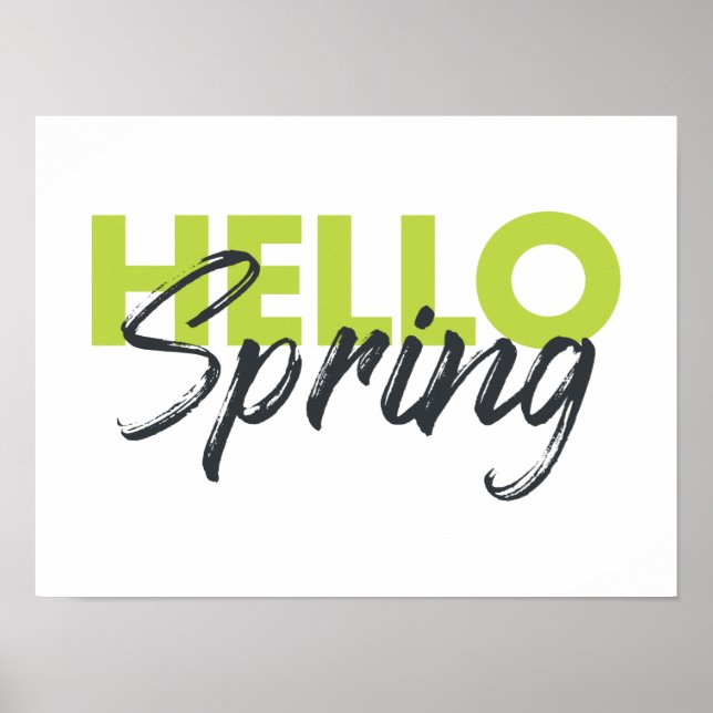 Joyful, modern, fun, vibrant design Hello Spring Poster (Front)