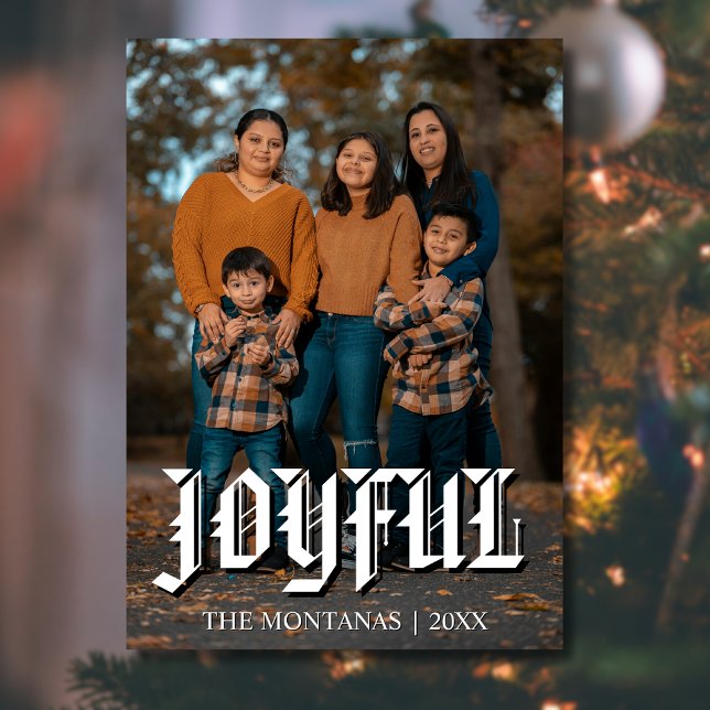 Joyful Modern Holiday Family Photo Forest Green (Creator Uploaded)
