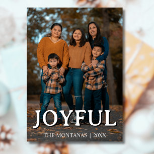 Joyful Modern Holiday Family Photo Light Grey Card