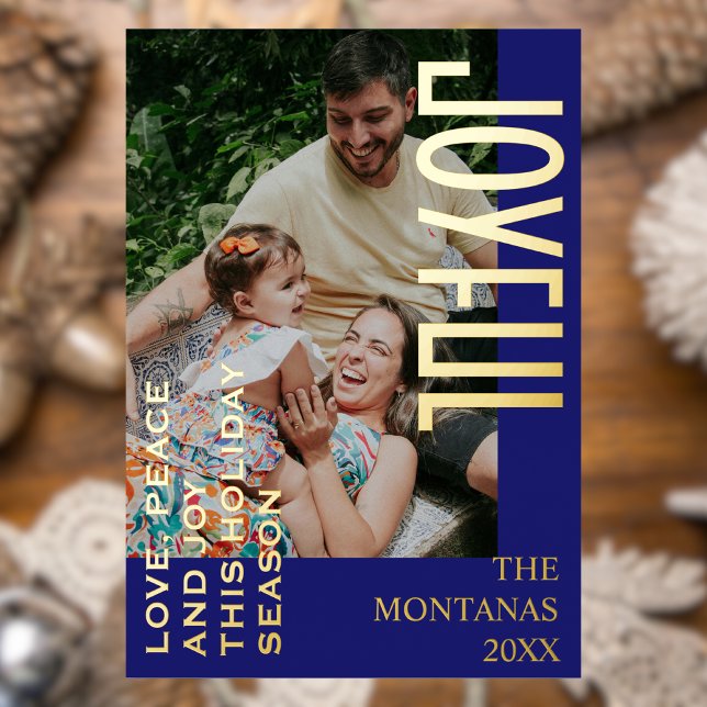 Joyful Modern Holiday Family Photo Midnight Blue (Creator Uploaded)