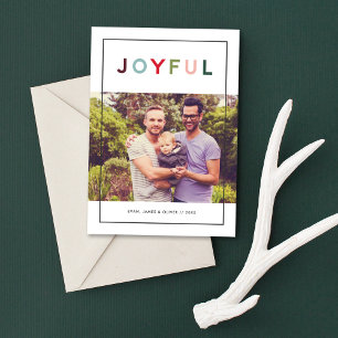 Joyful Modern Merlot Rainbow Horizontal Photo Holiday Card