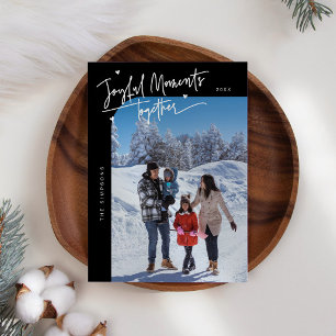 Joyful Moments Together Black Christmas Photo Holiday Card