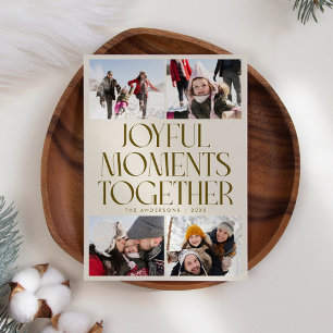 Joyful Moments Together Cream Multi Photo Holiday Card