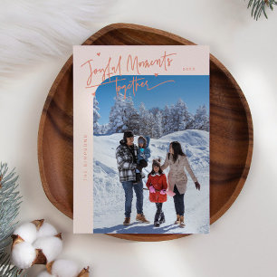 Joyful Moments Together Peach Christmas Photo Holiday Card