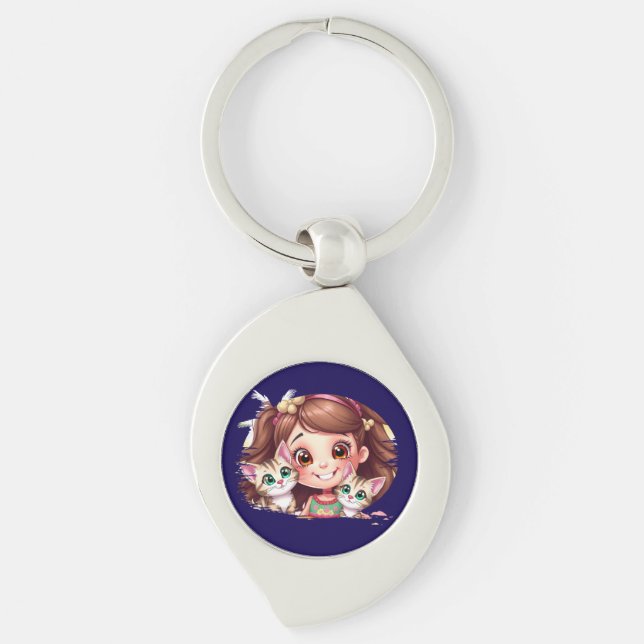 Joyful Moments with My Kitties Key Ring (Front)