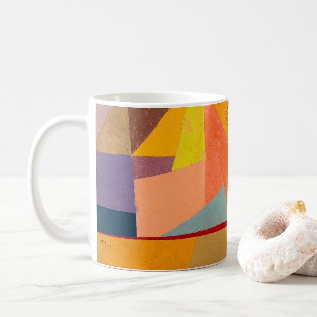 Joyful Mountain Landscape, Paul Klee Abstract Art Coffee Mug (With Donut)