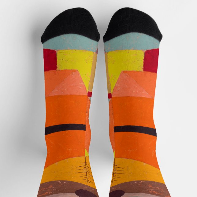 Joyful Mountain Landscape, Paul Klee Abstract Art Socks (Top)
