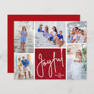 JOYFUL Multi Photo Budget Red Holiday Cards
