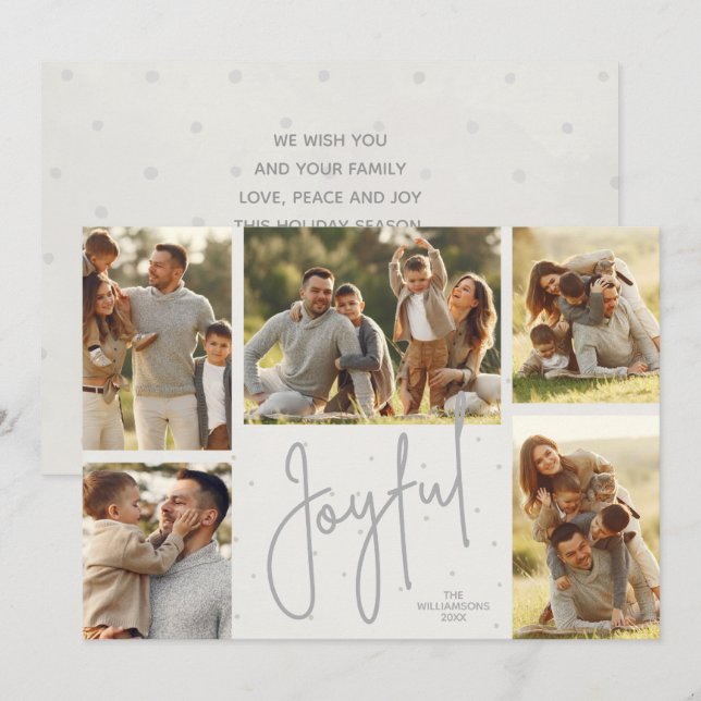 JOYFUL Multi Photo Christmas Holiday Card (Front/Back)