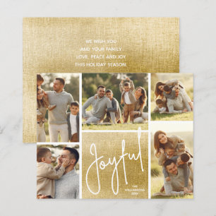 JOYFUL Multi Photo Gold Budget Holiday Cards