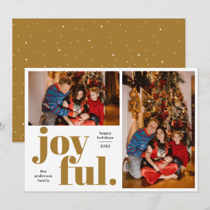 Joyful Multi Photo Gold Holiday Card