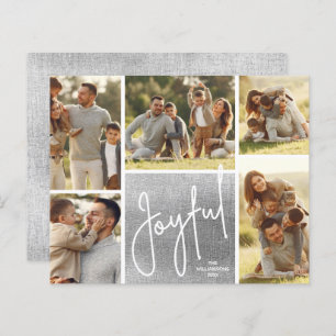 JOYFUL Multi Photo Silver Budget Holiday Cards