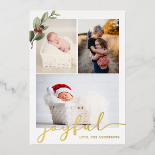 Joyful Multiple Photo Foil Holiday Card