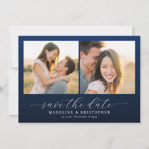 Joyful Navy Contemporary Photo Collage Save The Date
