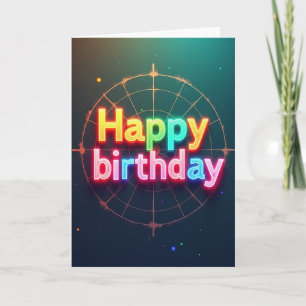 Joyful Neon Birthday Card