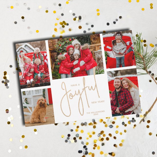 JOYFUL New Year 5 Photo  Holiday Card (Have a JOYFUL New Year 5 Photo Holiday Cards - Order INSTANT DOWNLOAD and or PRINTED or both!)