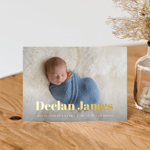 Joyful News Photo Collage Foil Birth Announcement
