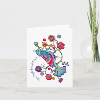 Joyful notecard bright vibrant bird