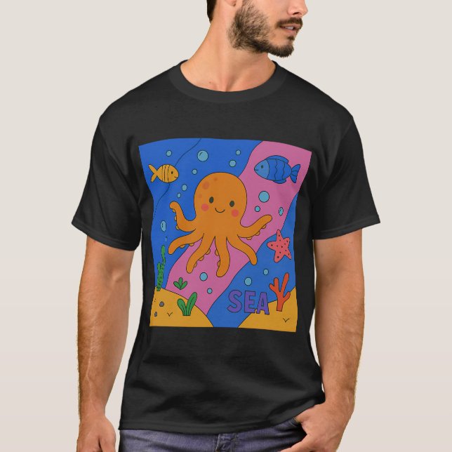 Joyful Octopus Depths T-Shirt (Front)
