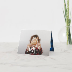 Joyful one photo script tartan family holiday note card