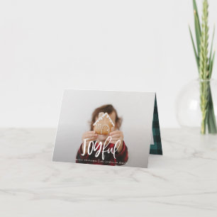 Joyful one photo script tartan family holiday note card