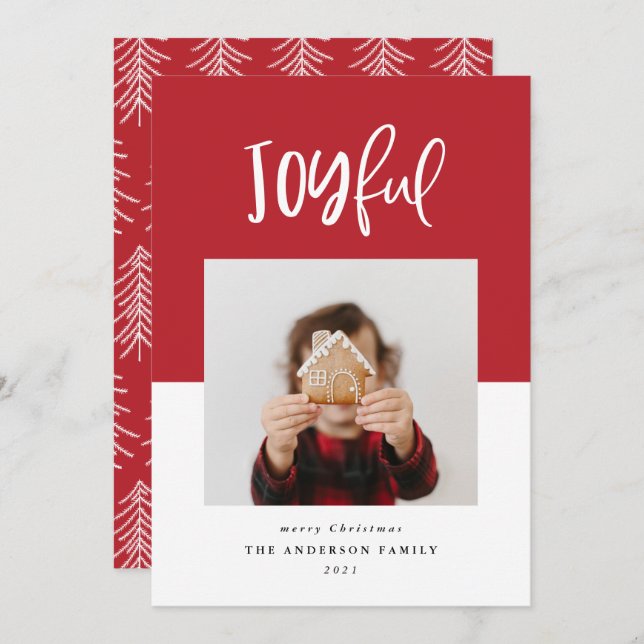 Joyful one photo script text modern holiday (Front/Back)