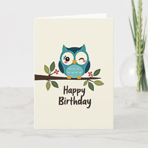 Joyful Owl Birthday Card