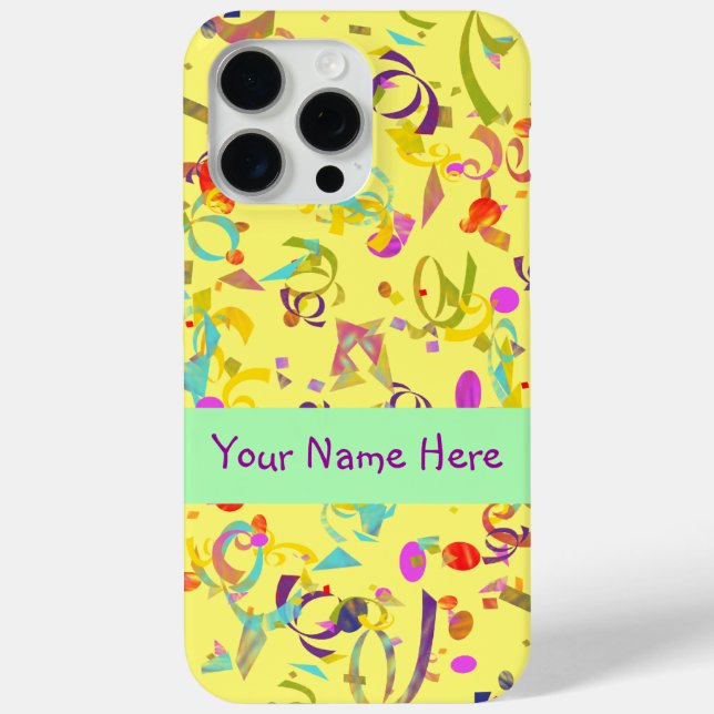 Joyful Party Colors Confetti Toss Over Yellow Case-Mate iPhone Case (Back)