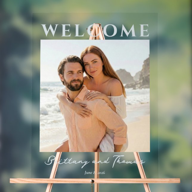 Joyful Pastel Beach Photo Acrylic Sign (Neutral)