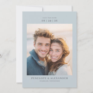 Joyful Pastel Blue Minimalist Photo Save The Date