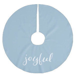 Joyful Pastel Blue Script Christmas Holiday Brushed Polyester Tree Skirt