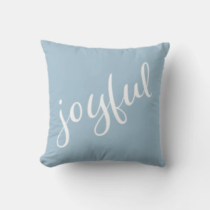 Joyful Pastel Blue Script Christmas Holiday Cushion