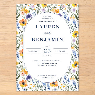 Joyful Pastel Floral Acrylic Invitations