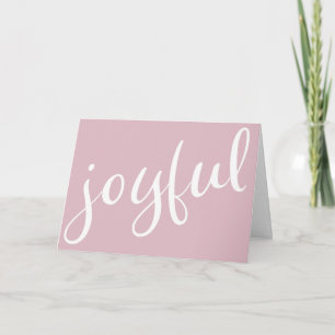 Joyful Pastel Pink Script Christmas Holiday Card