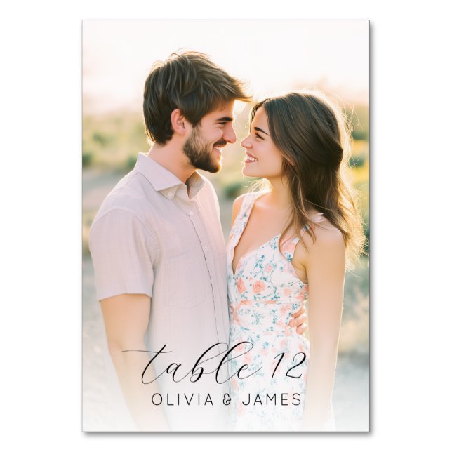 Joyful Pastel Romantic Photo Table Number (Back)