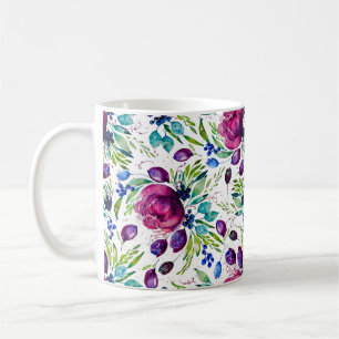 Joyful Peonies Watercolor Floral  Coffee Mug