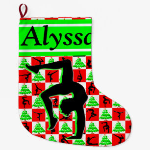 JOYFUL PERSONALIZE GYMNAST GIRL CHRISTMAS STOCKING
