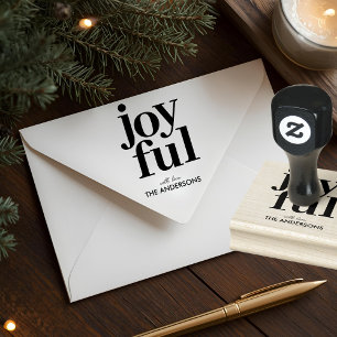 Joyful Personalized Christmas Rubber Stamp