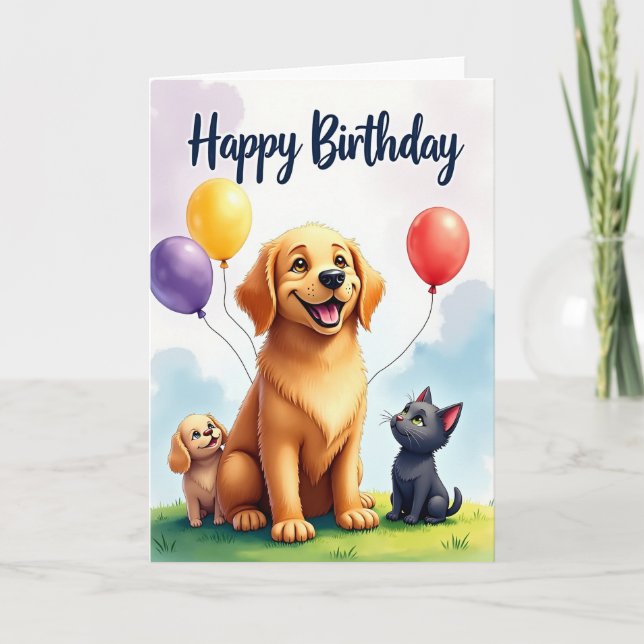 Joyful Pet Birthday Card (Front)