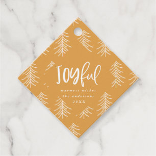 Joyful photo and Christmas tree holiday favour Tags