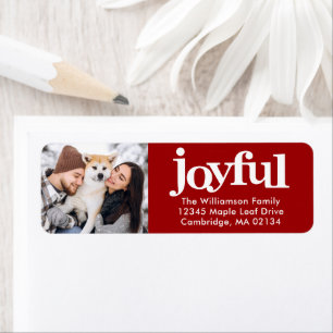Joyful Photo Bold Typography Modern Red Christmas