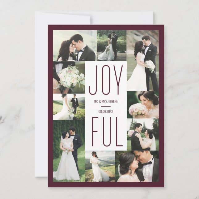 Joyful Photo Collage Newlywed Holiday Card (Front)