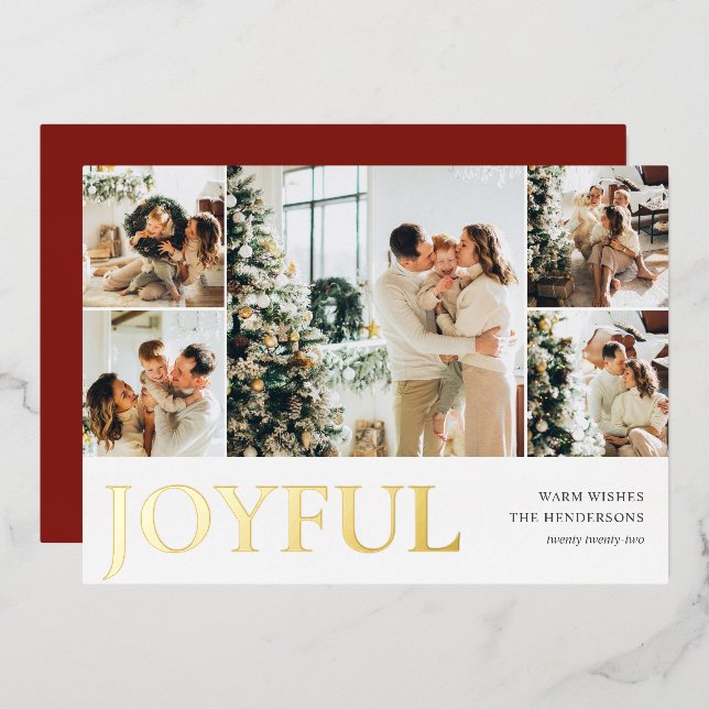 Joyful Photo Simple Foil Holiday Card (Front/Back)