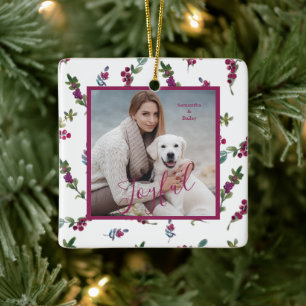 Joyful Photo Winter Berries Christmas Ornament