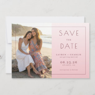 Joyful Pink Beach Photo Save The Date